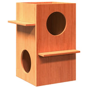 Cuccia per Gatti Marrone Cera 43x43x60cm Legno Massello di Pino