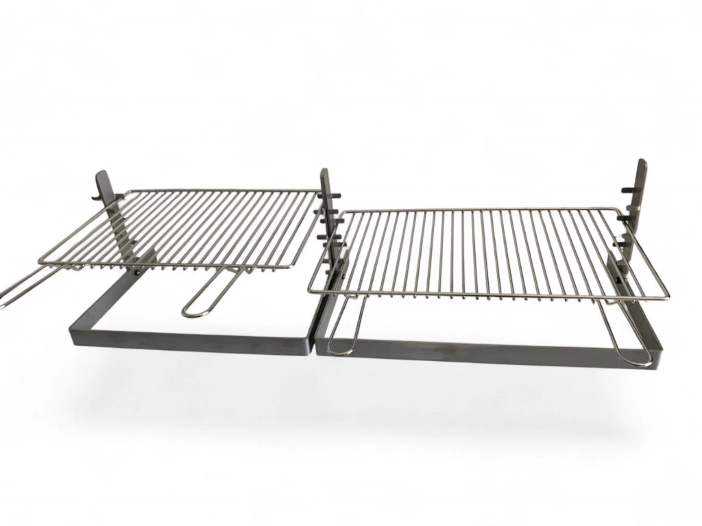 Griglia per Barbecue e Camino in Acciaio Cromato, Regolabile in Altezza, Struttura in Ferro, per Carne Pesce e Verdure 120x36 cm