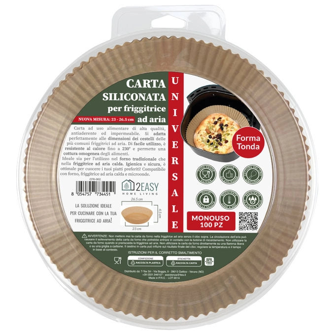 2Easy Carta da Forno Rotonda 100 Fogli Marrone