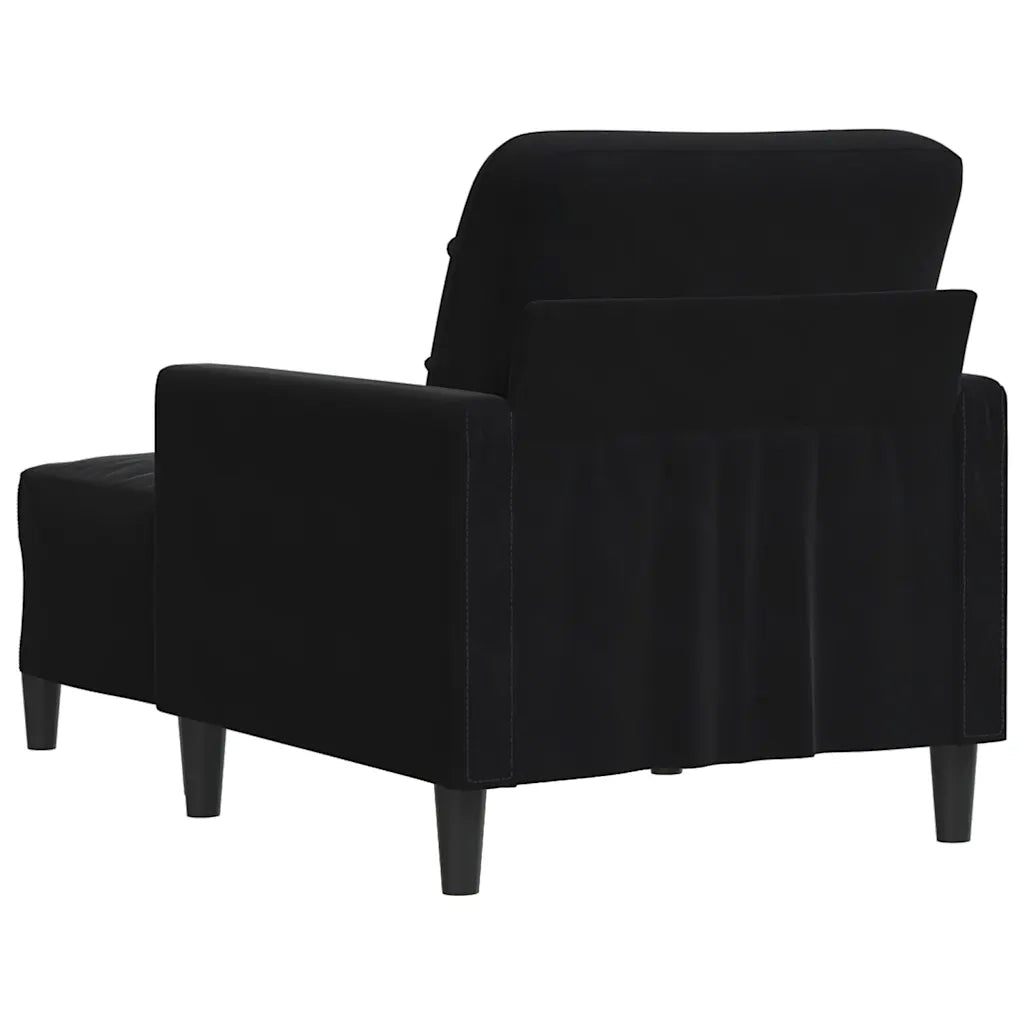 Poltrona | Sedia Relax con Poggiapiedi Nero 60 cm in Velluto