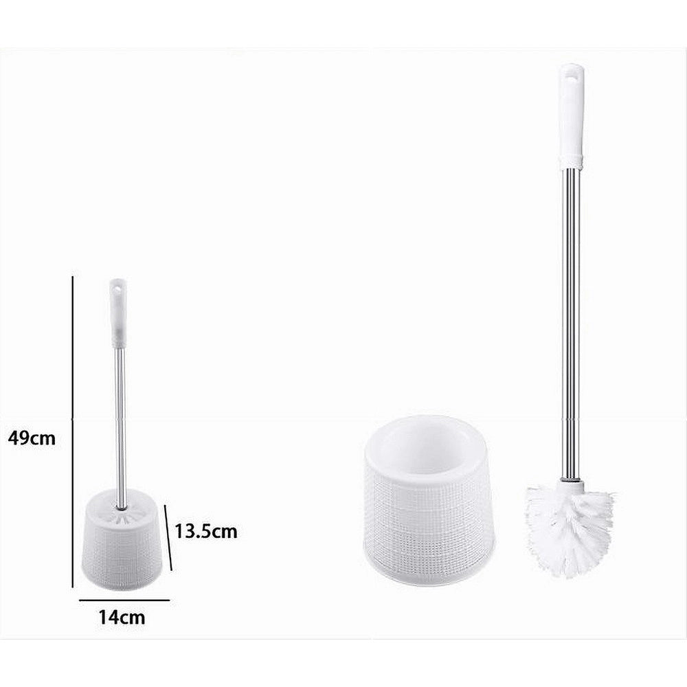 Trade Shop - Portascopino Con Effetto Rattan Bianco Per Bagno Wc Toilette Con Scopino 79823 -