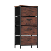 Cassettiera con 4 cassetti torre portaoggetti in tessuto con piano in legno, Cassettiera maniglie facili da tirare