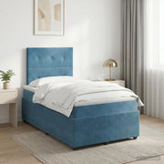 Letto box spring con materasso Blu 120 x 200 cm Velluto 3454587