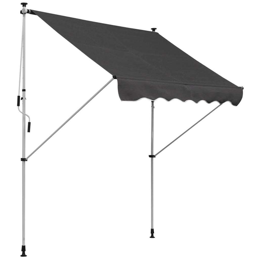 Tenda a braccio pieghevole Altezza regolabile 200x150cm Alluminio grigio per balcone e terrazza