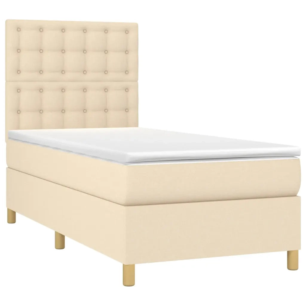 Letto a Molle con Materasso e LED Crema 80x200 cm in Tessuto cod mxl 63499