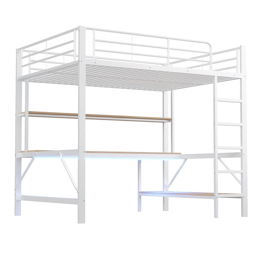 Letto mezzanino 140x200cm - Xylo - bianco, USB, luce controllabile