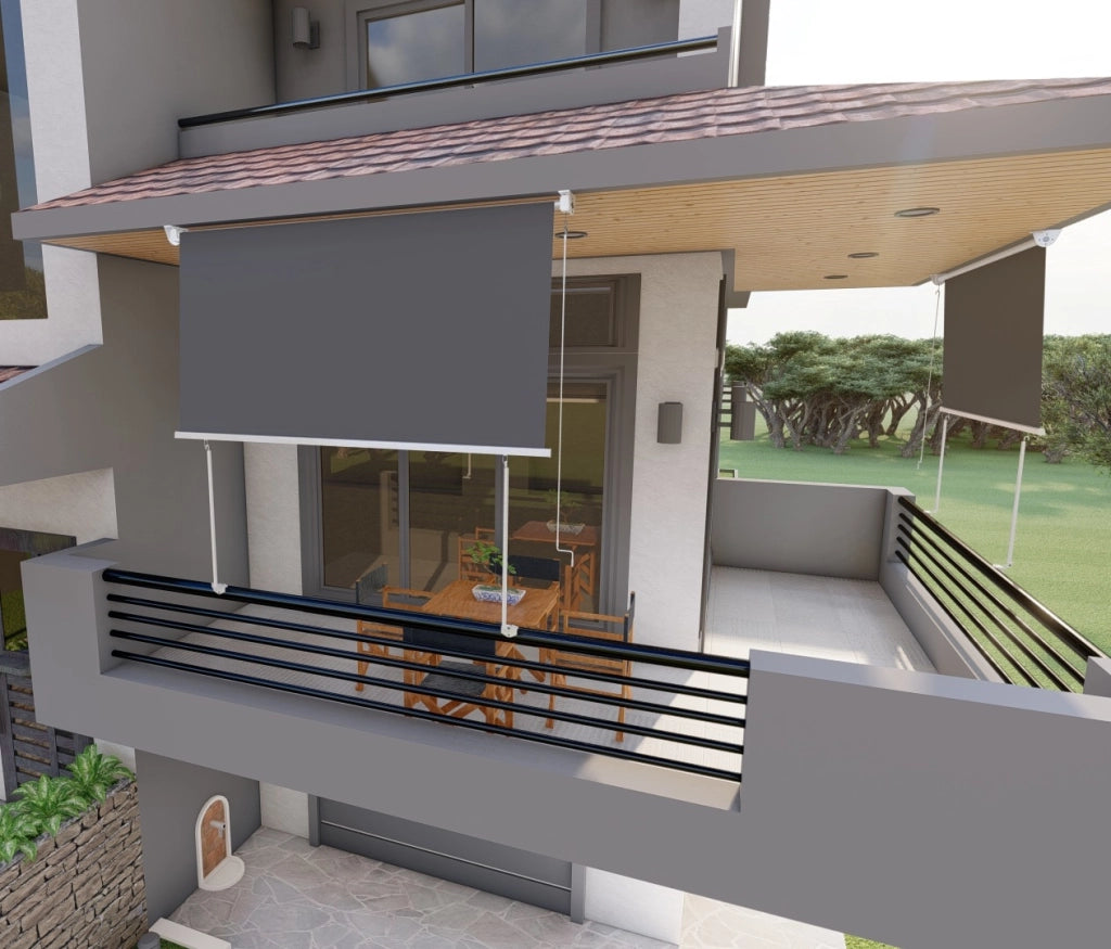 Tenda da sole a caduta con bracci 200cm telo impermeabile grigio Golisa