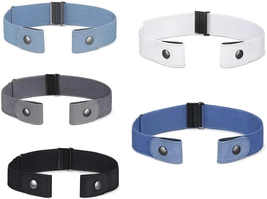 Set di cinture di stiro da 5 pezzi - Cinture di stiro invisibili - Forme di stiro adattabili - Adatto per donne/uomini - Polyester - Mantenimento dei pantaloni.