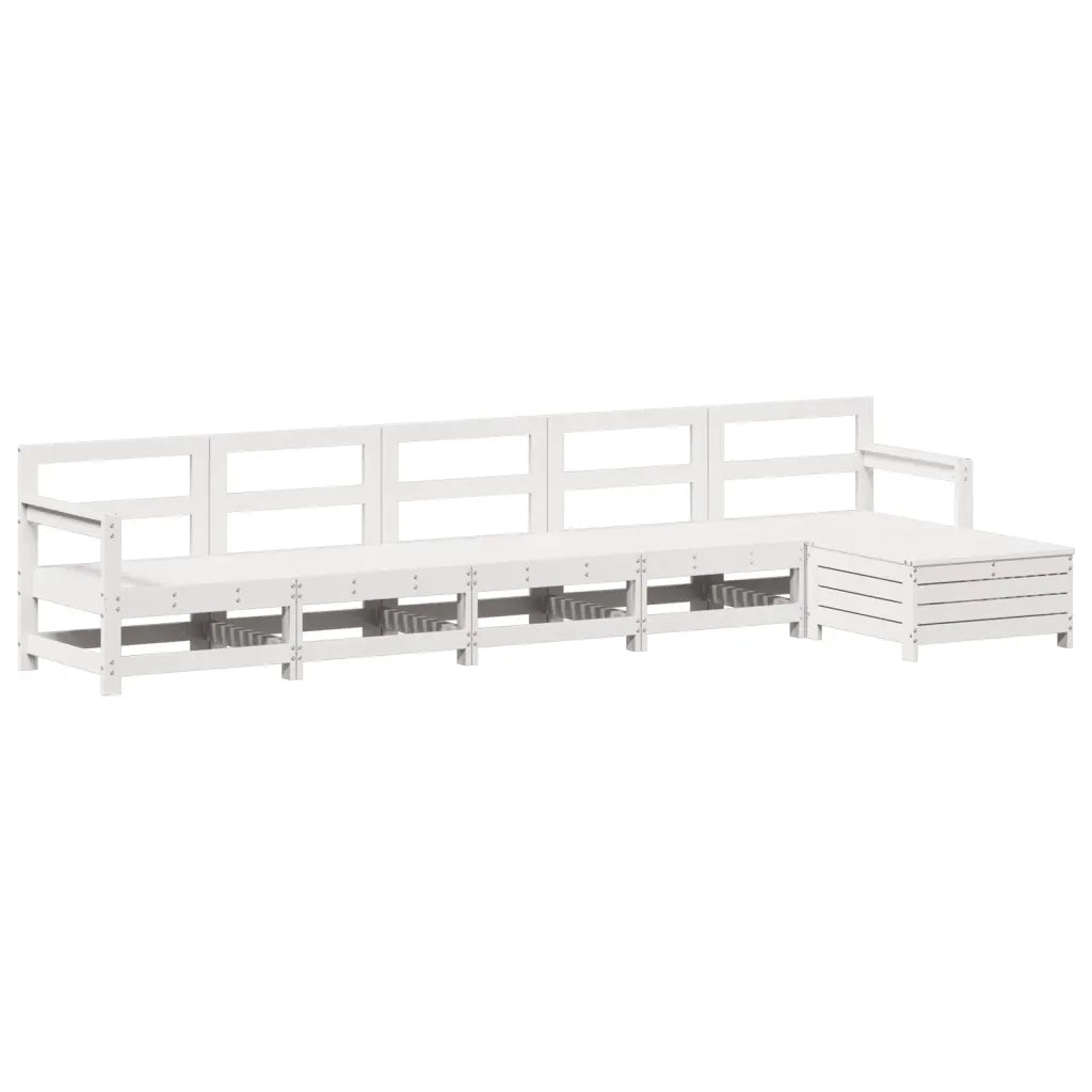 Set Divani da Giardino 6 pz Bianco in Legno Massello di Pino 3250861