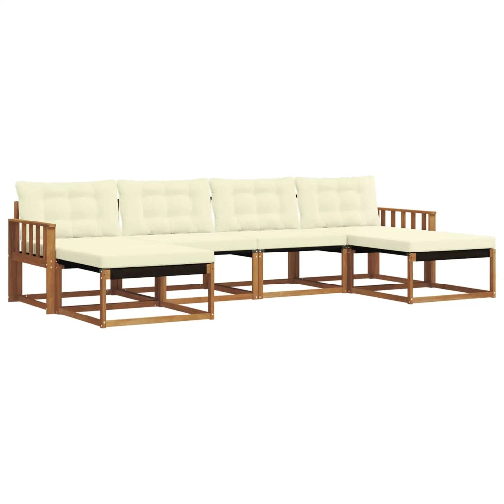 Set di divani da esterno con cuscino 6 pcs Naturale e Crema