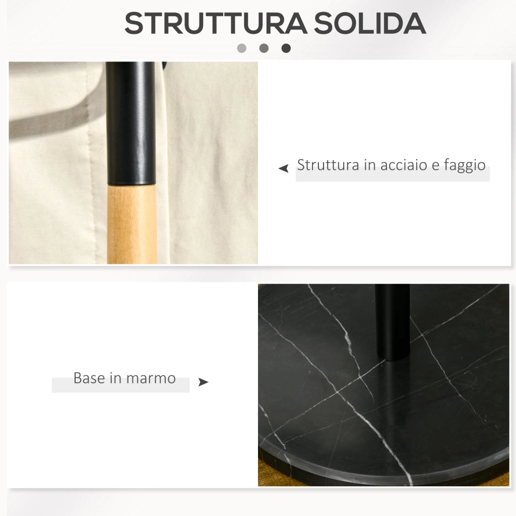 Easycomfort Appendiabiti da Terra in Legno e Acciaio con Mensole e Gruccia per Abiti, 46x35x152cm, Nero