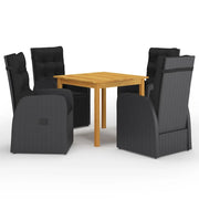 Set Mobili da Pranzo per Giardino 5 pz Nero cod mxl 43537