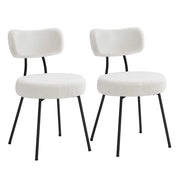 Sedie da pranzo set da 2 tessuto felpato schienale curvo sedie da cucina imbottite struttura moderna in acciaio soggiorno/spogliatoio bianco 12_0004987