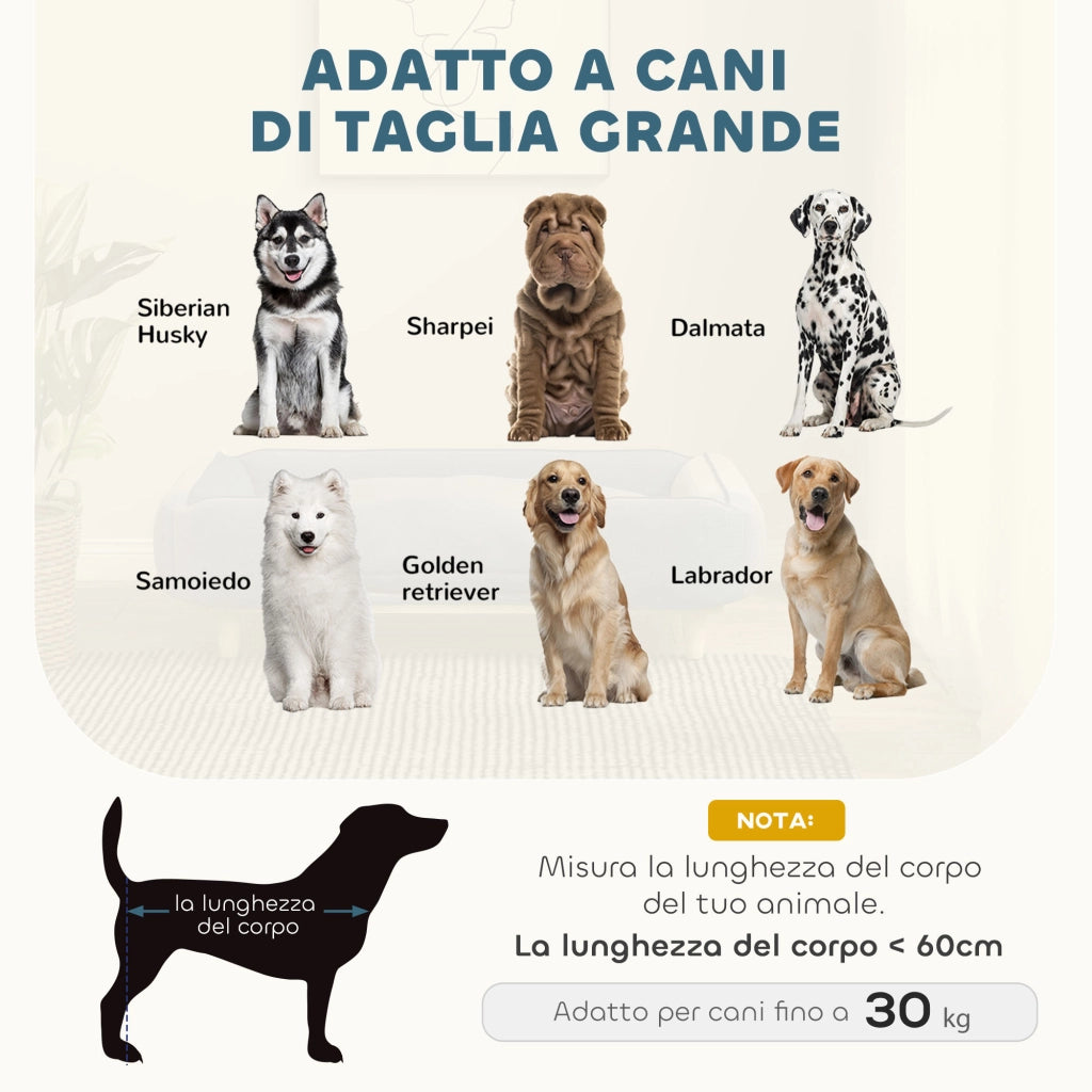 Cuccia per Cani Grandi con Cuscino Rimovibile ¨C zephmum ¨C Blu, 96x66x24 cm