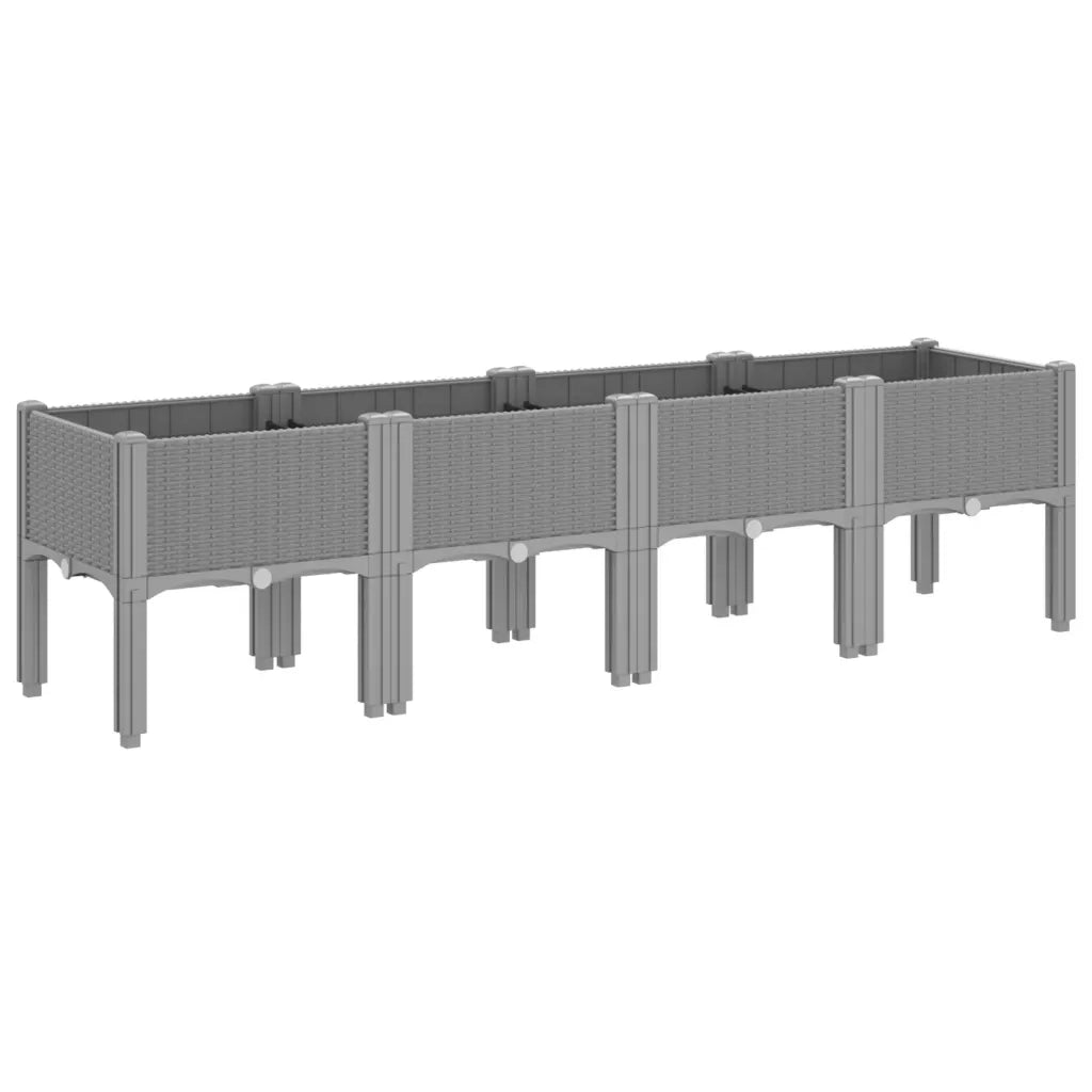 Fioriera | Cassetta per fiori | Vaso da Giardino con Gambe Grigio Chiaro 160x40x42 cm in PP
