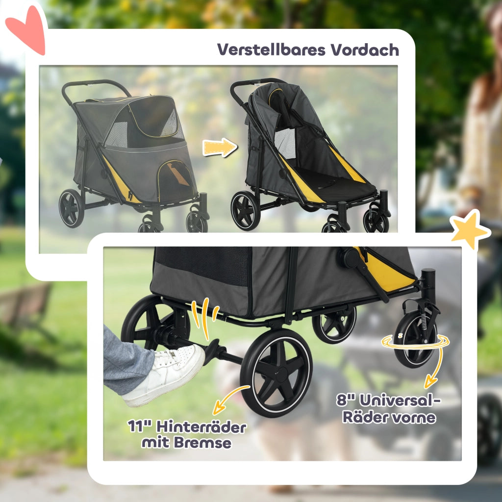 Carrello Trasporto Cani Pieghevole ¨C Zephmum ¨C Grigio Scuro