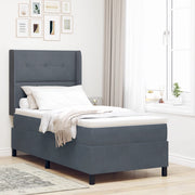 letto a molla con materasso  grigio scuro 100x200 cm velluto