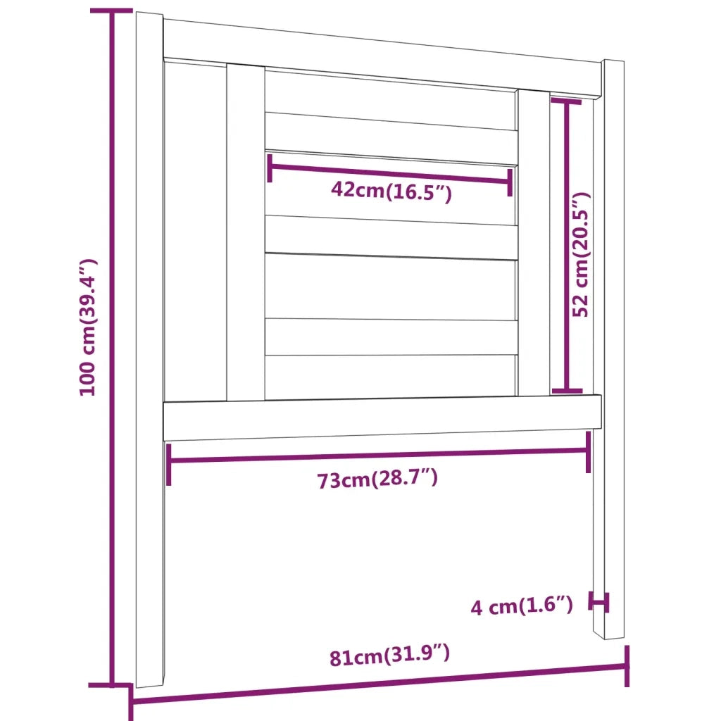 Testiera per Letto 81x4x100 cm in Legno Massello di Pino