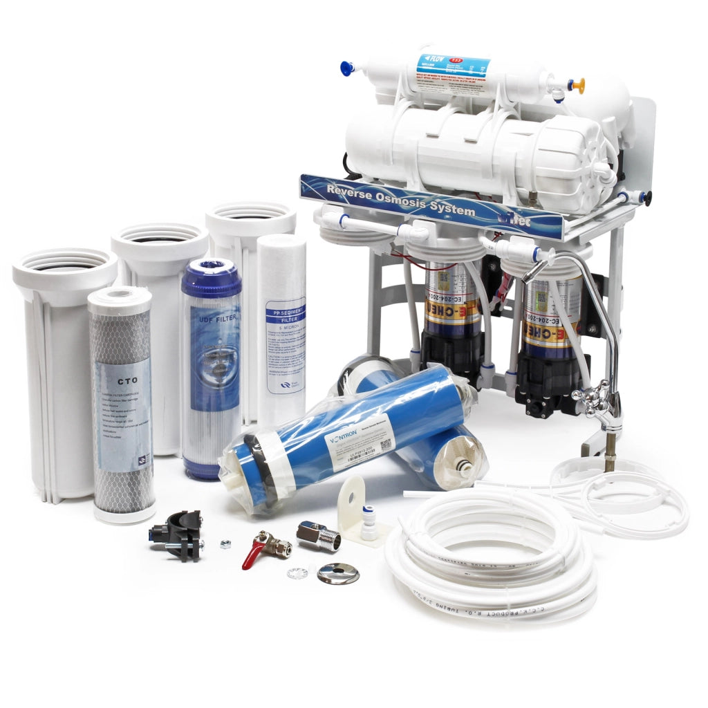 Naturewater NW-RO400-E2 Impianto osmosi inversa, filtrazione 5 stadi con pompa, membrana RO 1500l/giorno