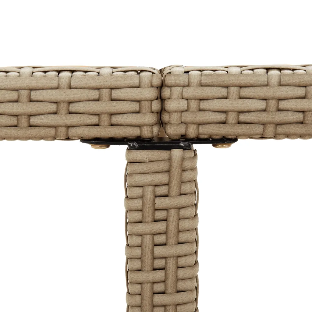 Tavolo da Giardino Beige 109x107x74 cm in Polyrattan e Acacia 316791