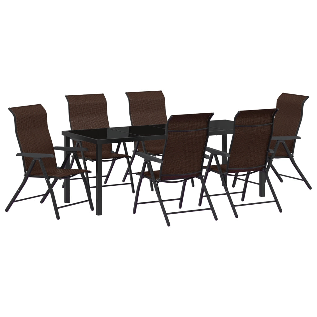 Set da Pranzo da Giardino 7 Pezzi in Rattan Polietilene Marrone