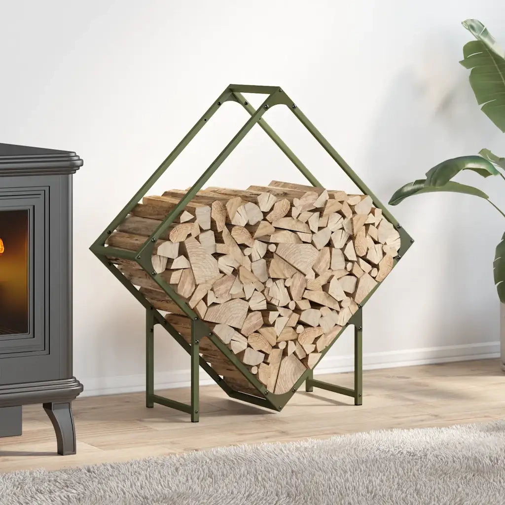 Rastrelliera per Legna da Ardere-Portalegna Verde Oliva 80x25x80 cm