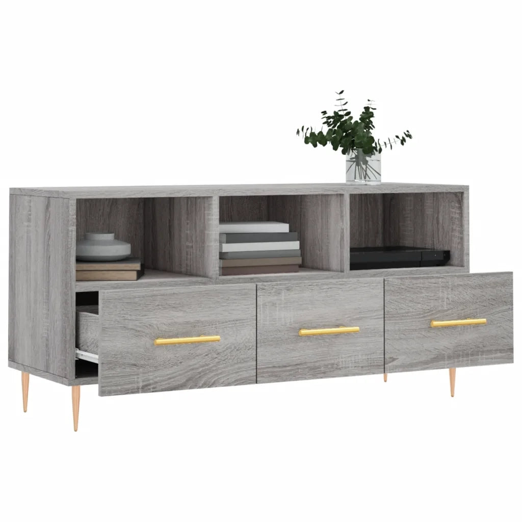 Mobile TV Grigio Sonoma 102x36x50 cm in Legno Multistrato 829026