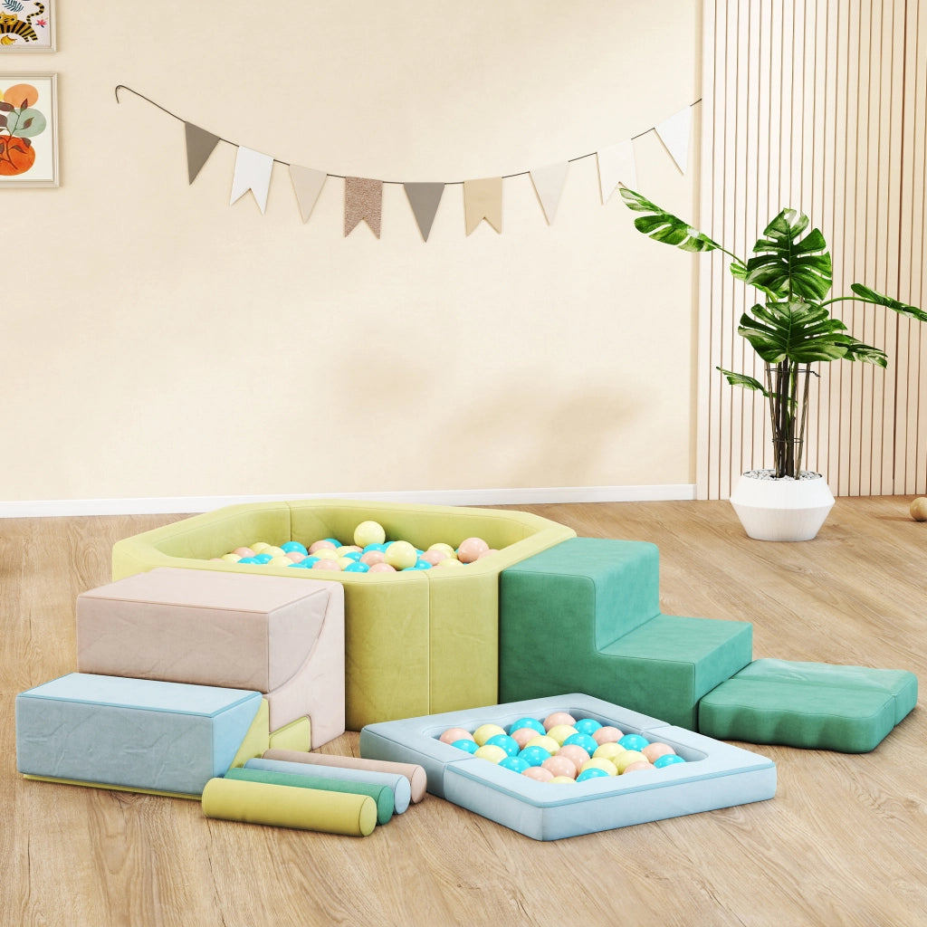 Set gioco morbido 15 pezzi con 200 palline colorate ¨C Xylo ¨C Schiuma per bambini