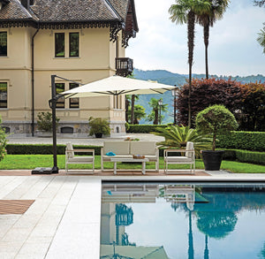 Ombrellone Decentrato da Giardino 3x3m Tennessee in Alluminio e Poliestere Ecrù