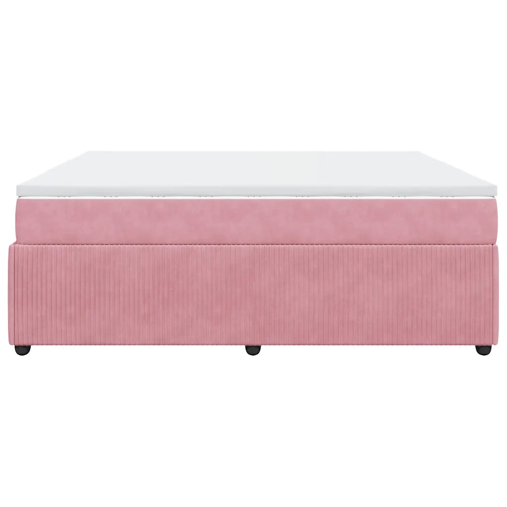 Giroletto a Molle con Materasso Rosa 180x200 cm in Velluto