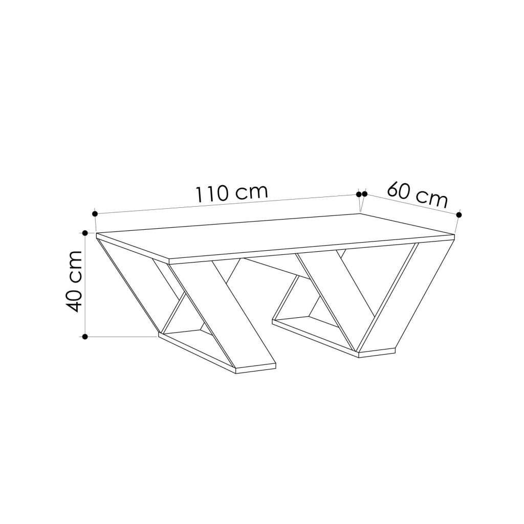 Tavolino da caffè in legno "Pipra" - 110 x 60 x 40 cm - Bianco