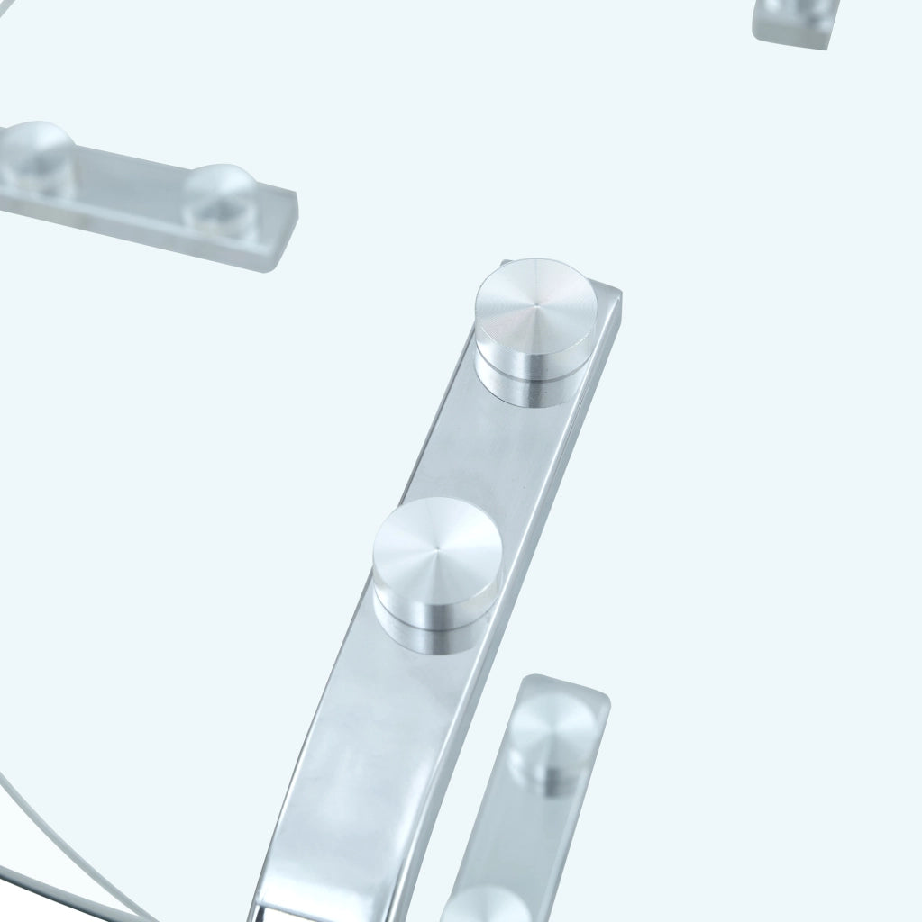 Tavolino da caffè 90.5x89.0x10.5 cm rotondo a 2 livelli in metallo argento