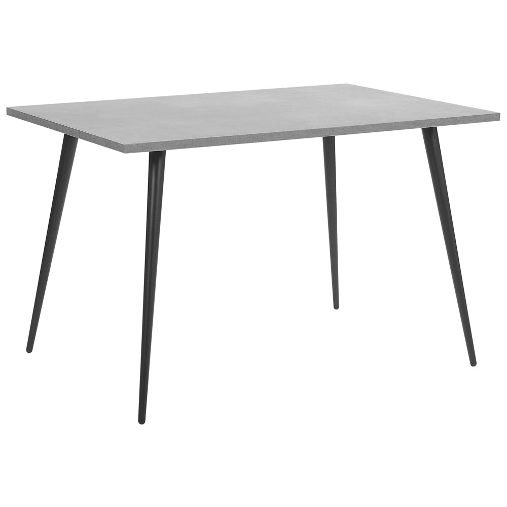 Tavolo da Pranzo Piano Effetto Cemento Gambe in Metallo Nero Rettangolare 120 x 80 cm per 4 Persone Stile Glamour Moderno