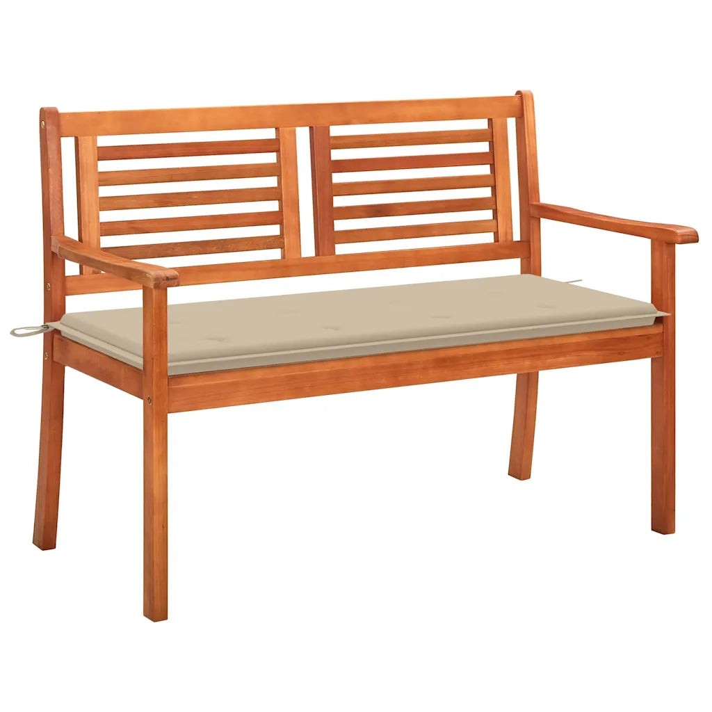 Panchina da Giardino 2 Posti e Cuscino 120cm Massello Eucalipto cod mxl 72302
