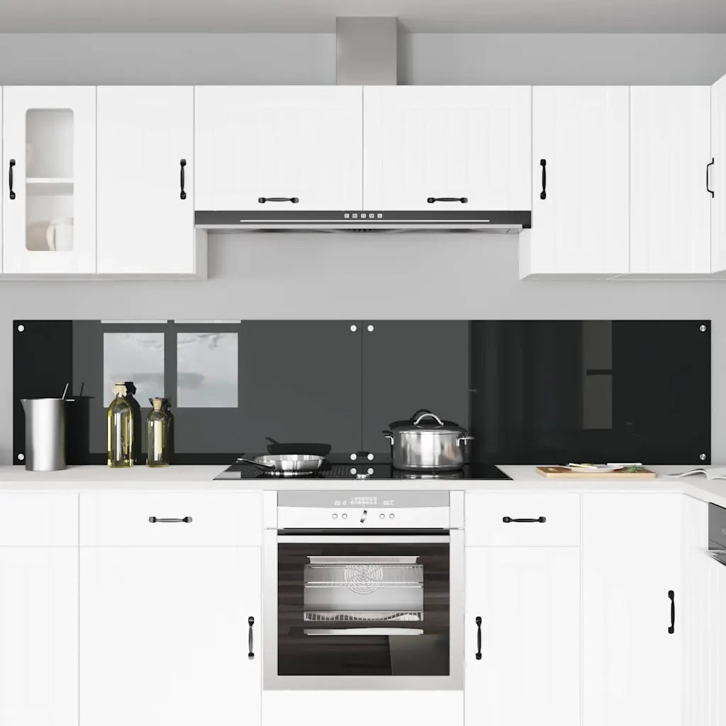 Rivestimento da Cucina 2 pcs Nero 120 x 50 cm vetro temperato 3415498