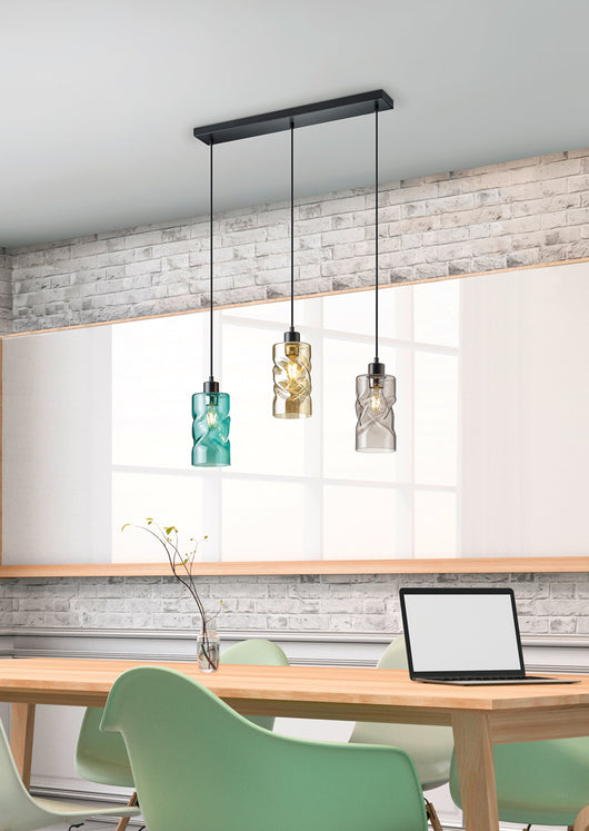 Lampada a Sospensione da Interno  E27 in Metallo Nero Opaco