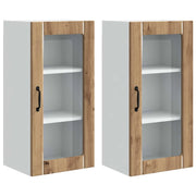 Pensile da cucina | Mobile in vetro da parete PORTO 2 pz Rovere artigianale
