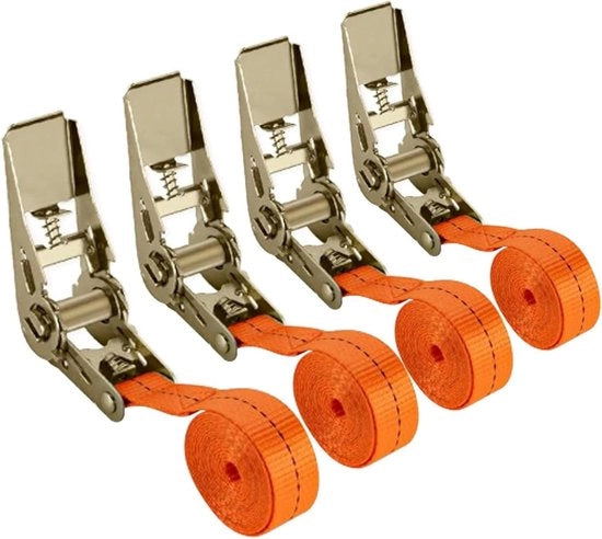 Cinture di sicurezza per rimorchio con rilascio rapido 2 m - set di 4 pezzi per rimorchi auto e camion - giallo - cinture di sicurezza regolabili