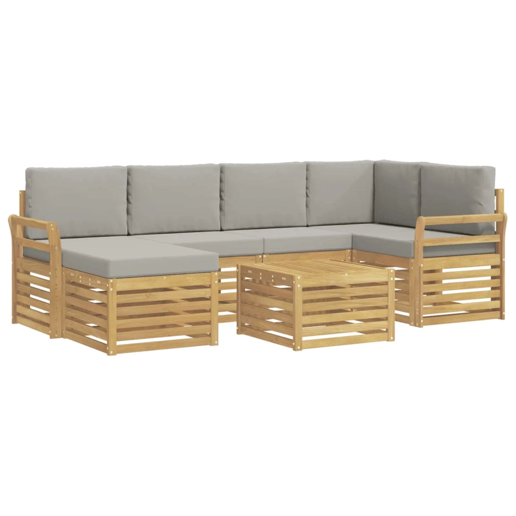 Set di divani da esterno 7 pcs Bianco e Grigio Chiaro 3392156