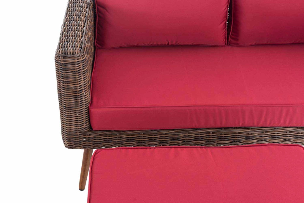 Divano Molde a 2 posti con poggiapiedi rotondo in rattan marrone screziato 40 cm (marrone scuro) 5