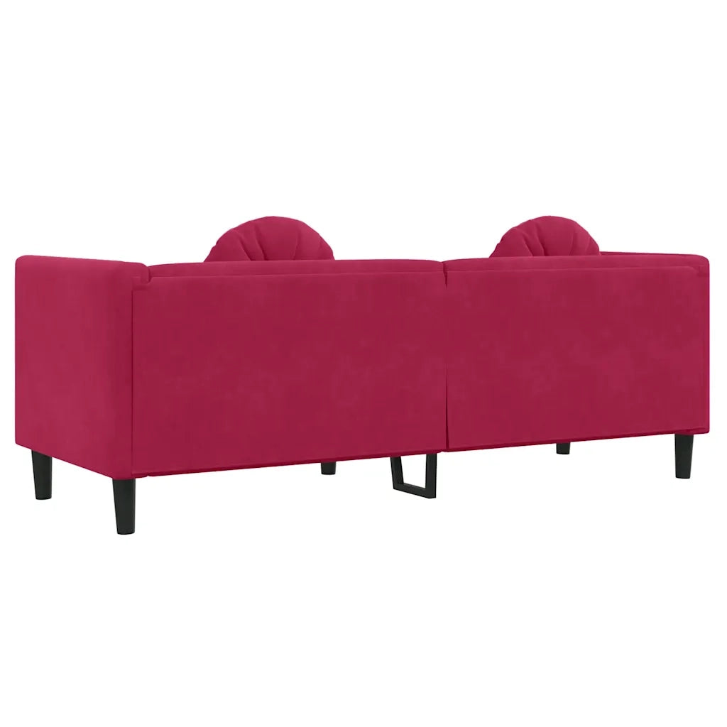 Divano | Divano da soggiorno | Sofa con Cuscini 3 Posti Rosso Vino in Velluto
