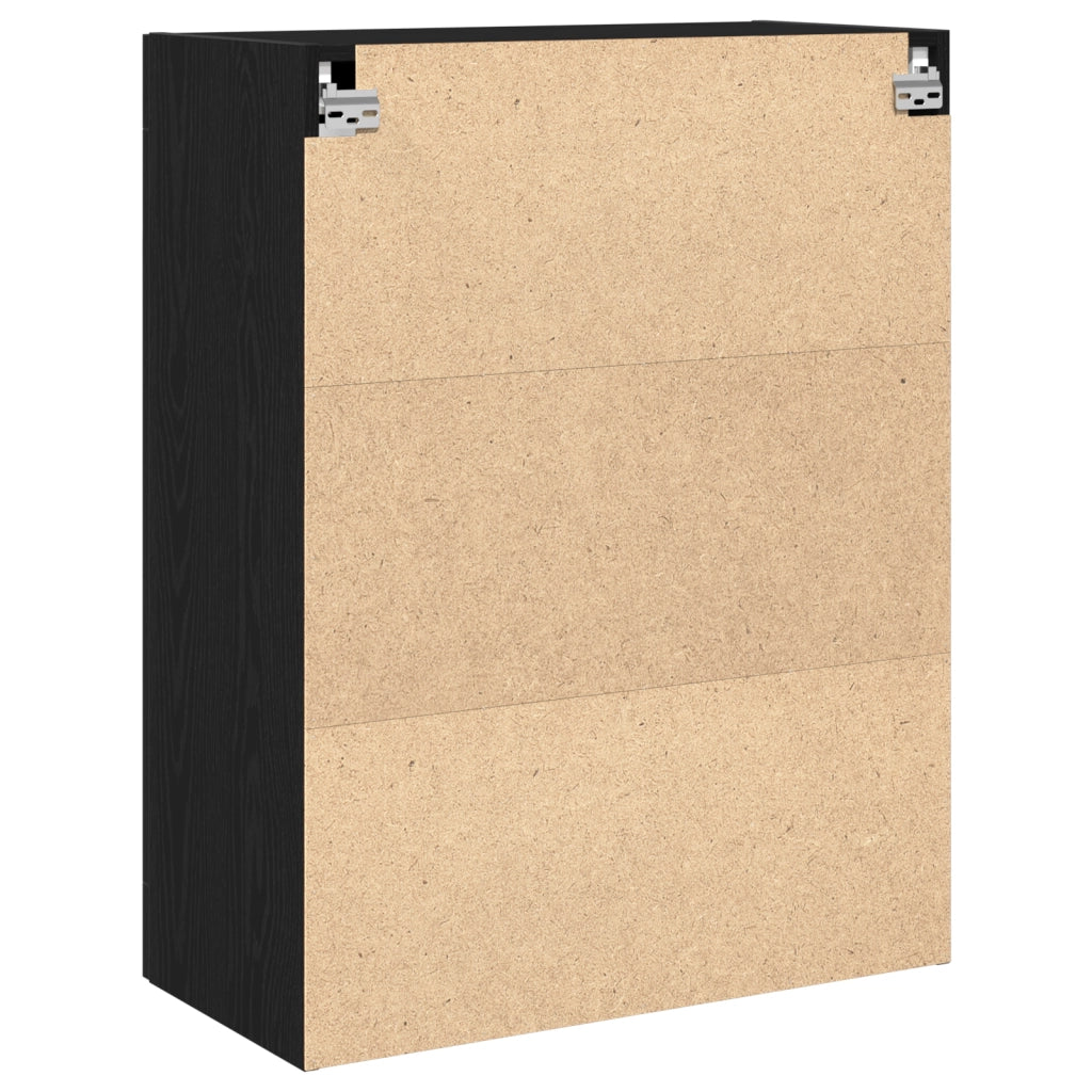 Armadio a Muro con Porte in Vetro Rovere Nero 69,5x34x90 cm