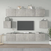 Set di Mobili Porta TV 6 pz-Set di 6 Credenza per TV Grigio Cemento in Legno Multistrato 746815
