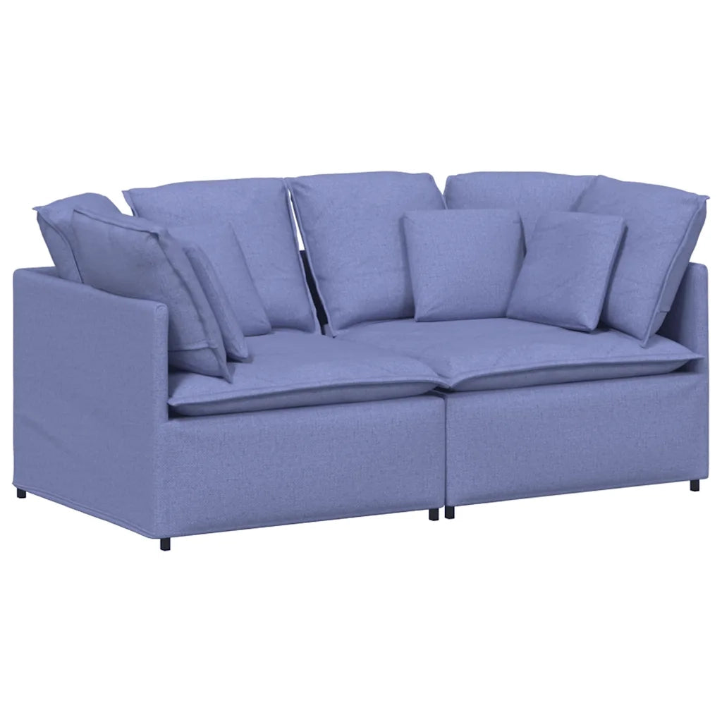 Divano Modulare con Cuscini in Tessuto Jeans Blu