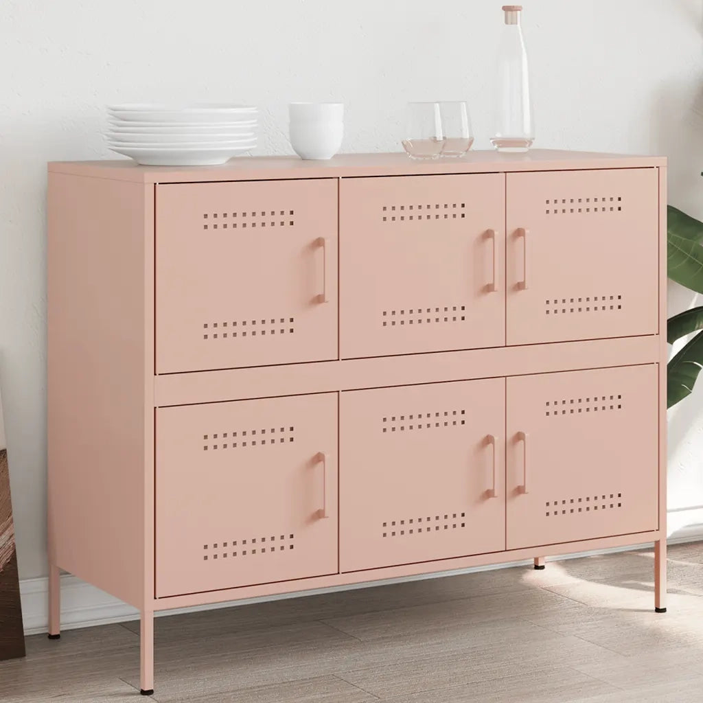 Credenza | Madia | Buffet da pranzo | Armadio da pranzo Rosa 100,5x39x79 cm in Acciaio