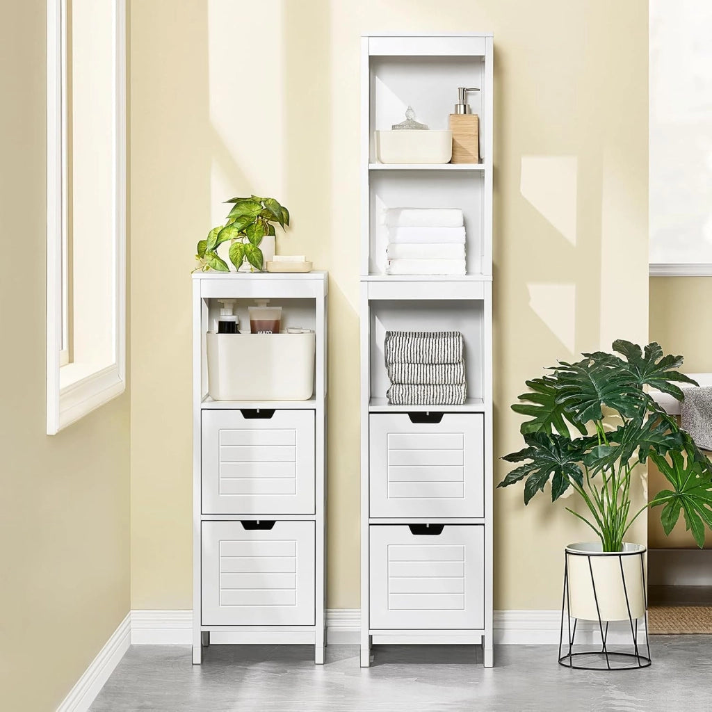 Mobile Bagno Salvaspazio Colonna Armadietto Verticale Slim con Ripiani Regolabili per Bagno Lavanderia Cucina Design Moderno Bianco Anti-Umidità 30x30x144cm FRG126-W
