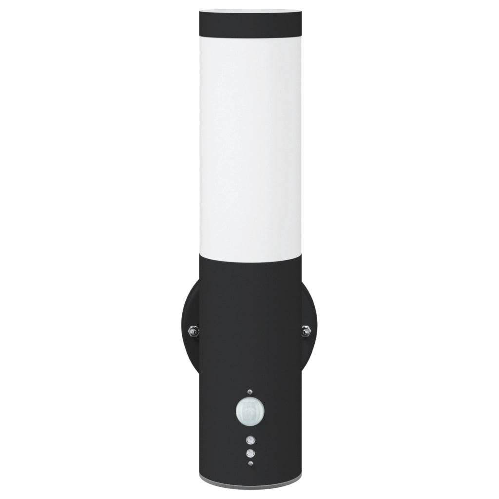 Lampada da Parete Esterna con Sensore Nera Acciaio Inossidabile IP44