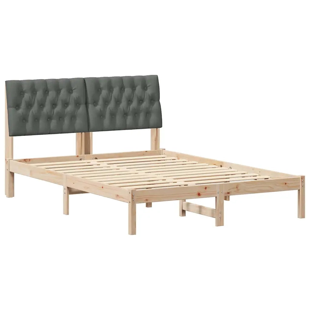 Letto con Testiera Rivestita con testiera Marrone 135 x 190 cm