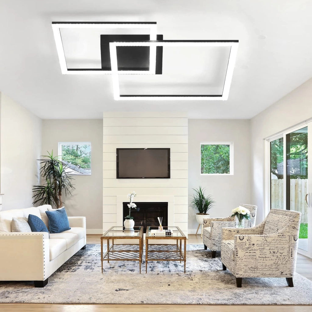ZMH Lampada da soffitto plafoniera LED moderna quadrata cristallo due faretti 50W 57x48cm