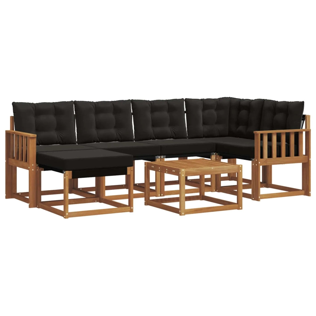 Set di divani da esterno con cuscino 7 pcs Naturale e Nero 3368855